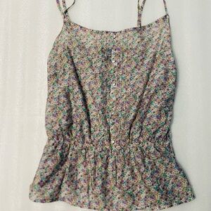 Poetry Lavender Floral Spaghetti-Strap Peplum Camisole